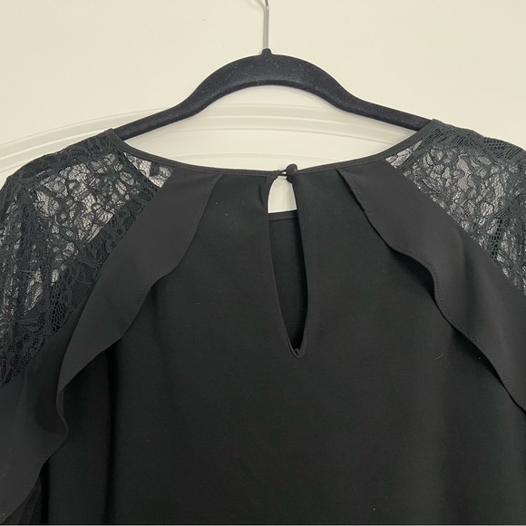 WHBM - Black Lace Top With Bell Sleeves - Size Medium - Picture 6 of 13